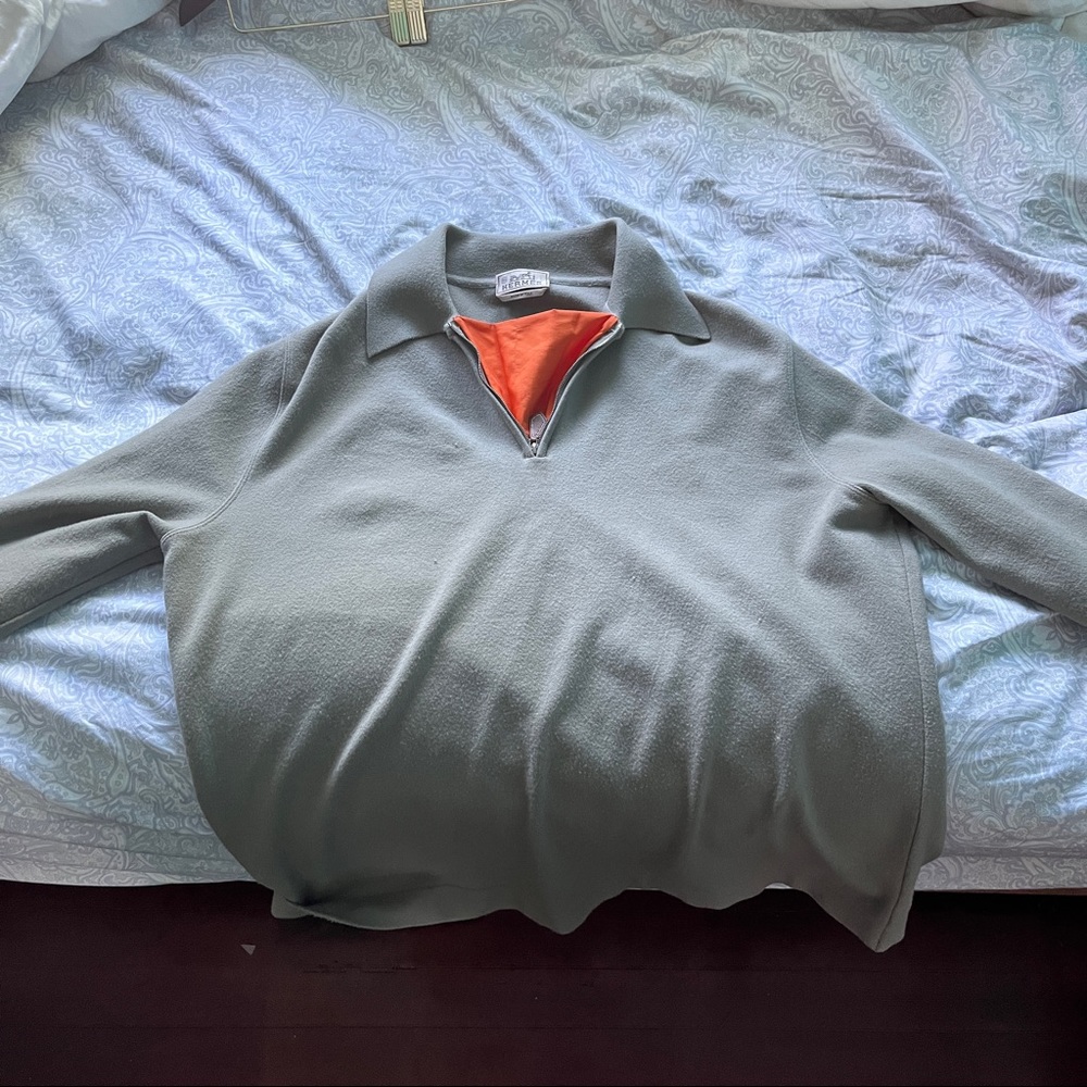 Hermes 100% authentic sweater with 3/4 zipper